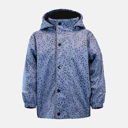 Lined rain jacket, blue with black dots, front, product image