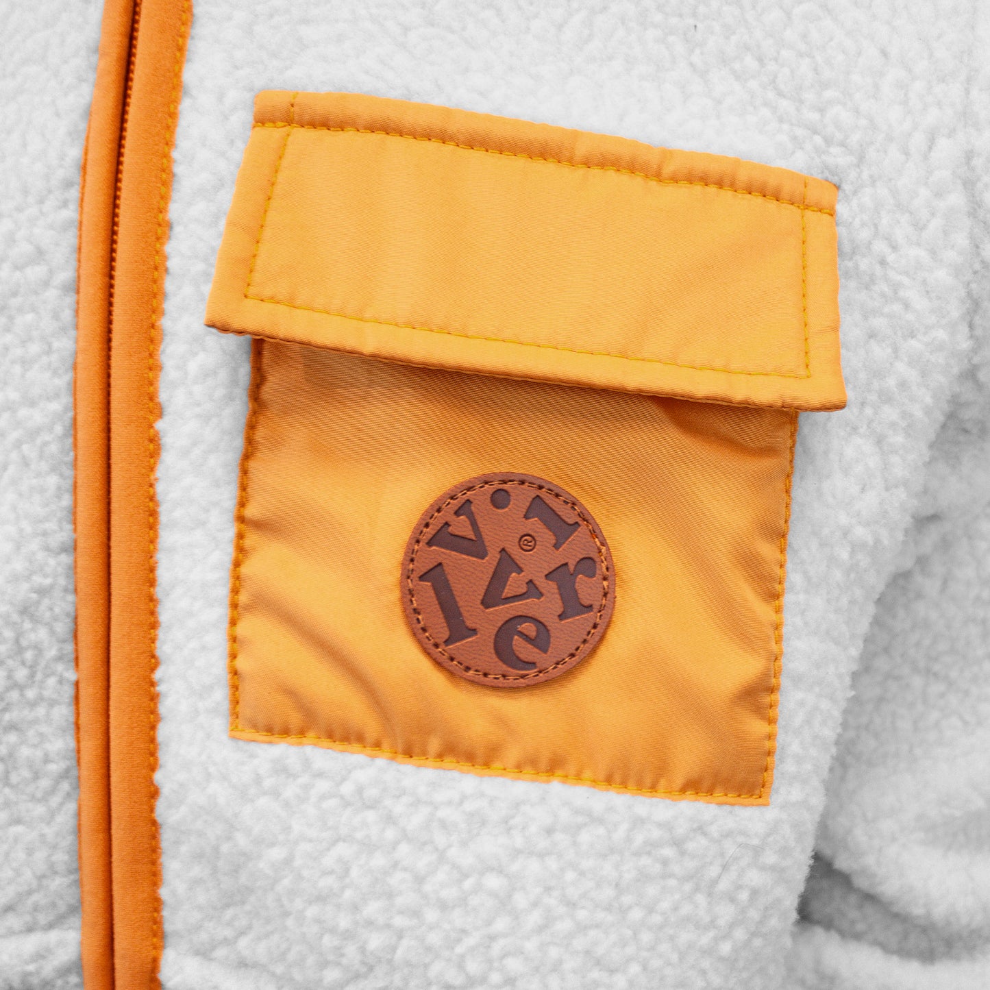 Pile fleece jacket, White and Orange, Product image, Front, Close up