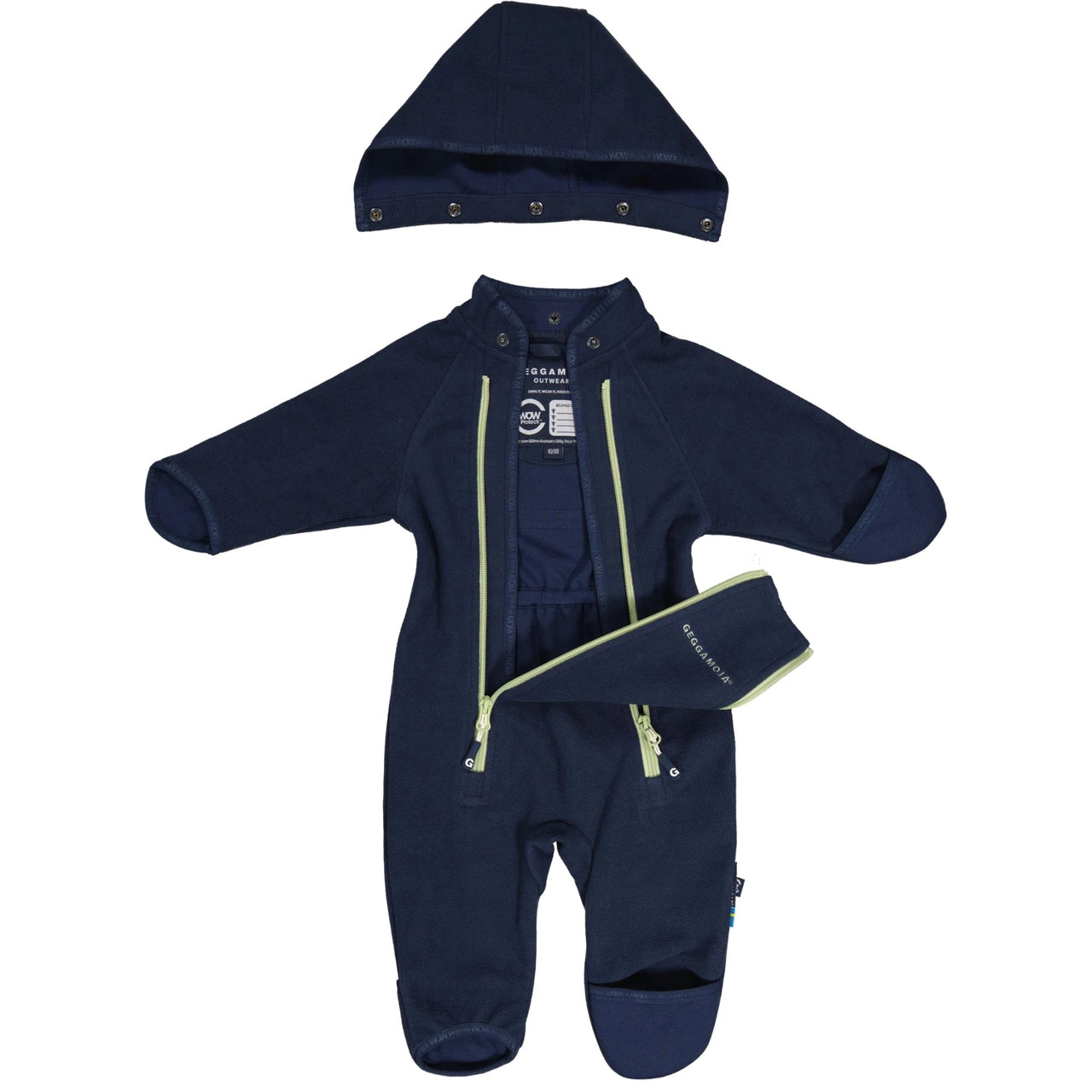 Wind fleece overall, navy, front open