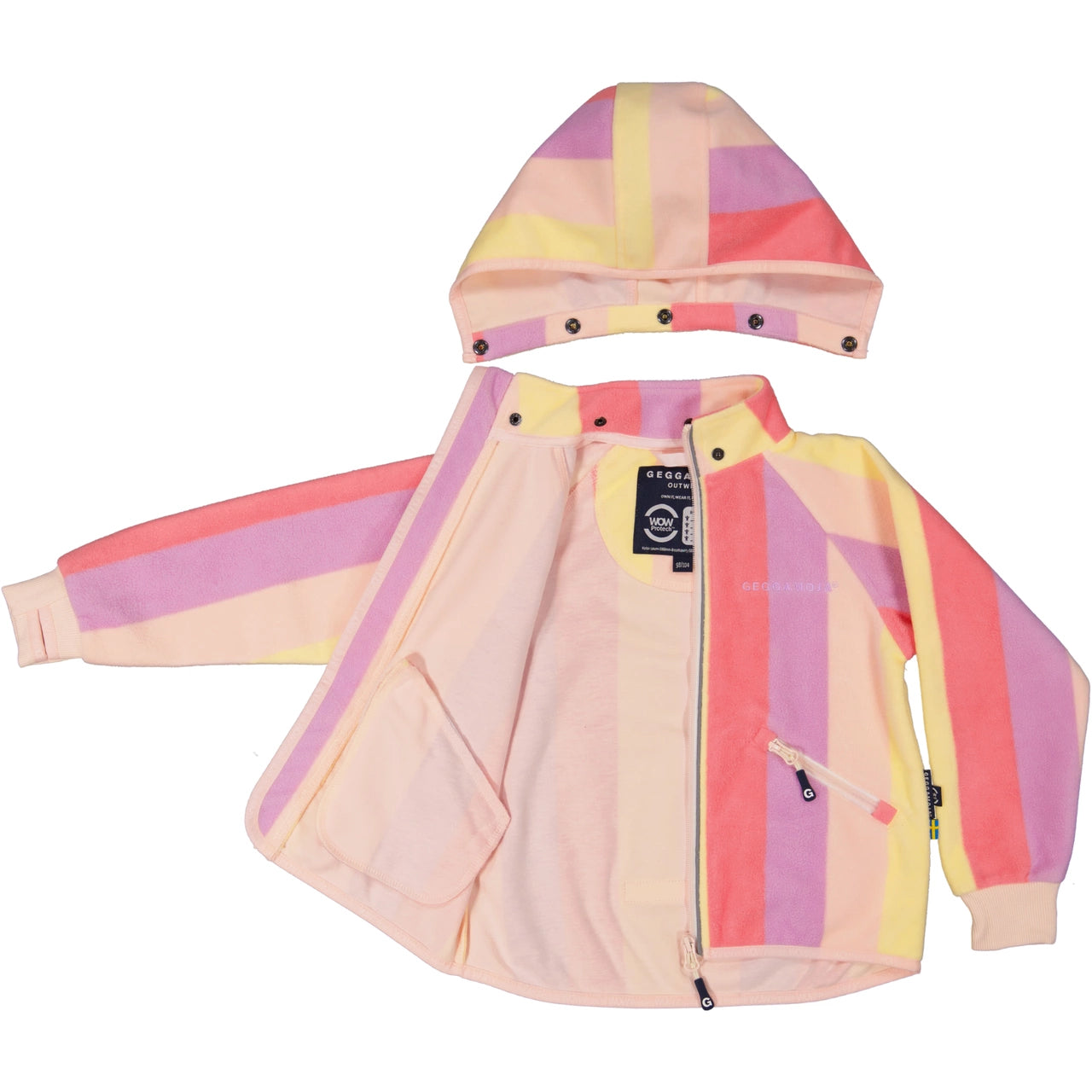 Fleece Jacket, Pink stripe, Product image, Front, Open