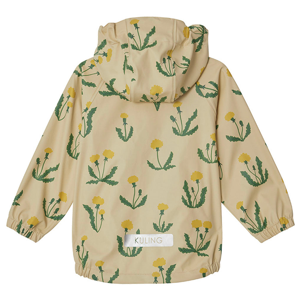 Unlined Rain Jacket, Yellow with Dandelion pattern, Product image, Back