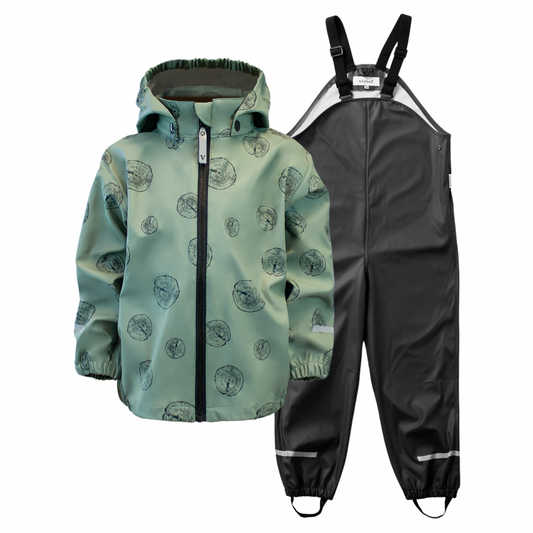 Unlined rain set, Green, Product image, Front