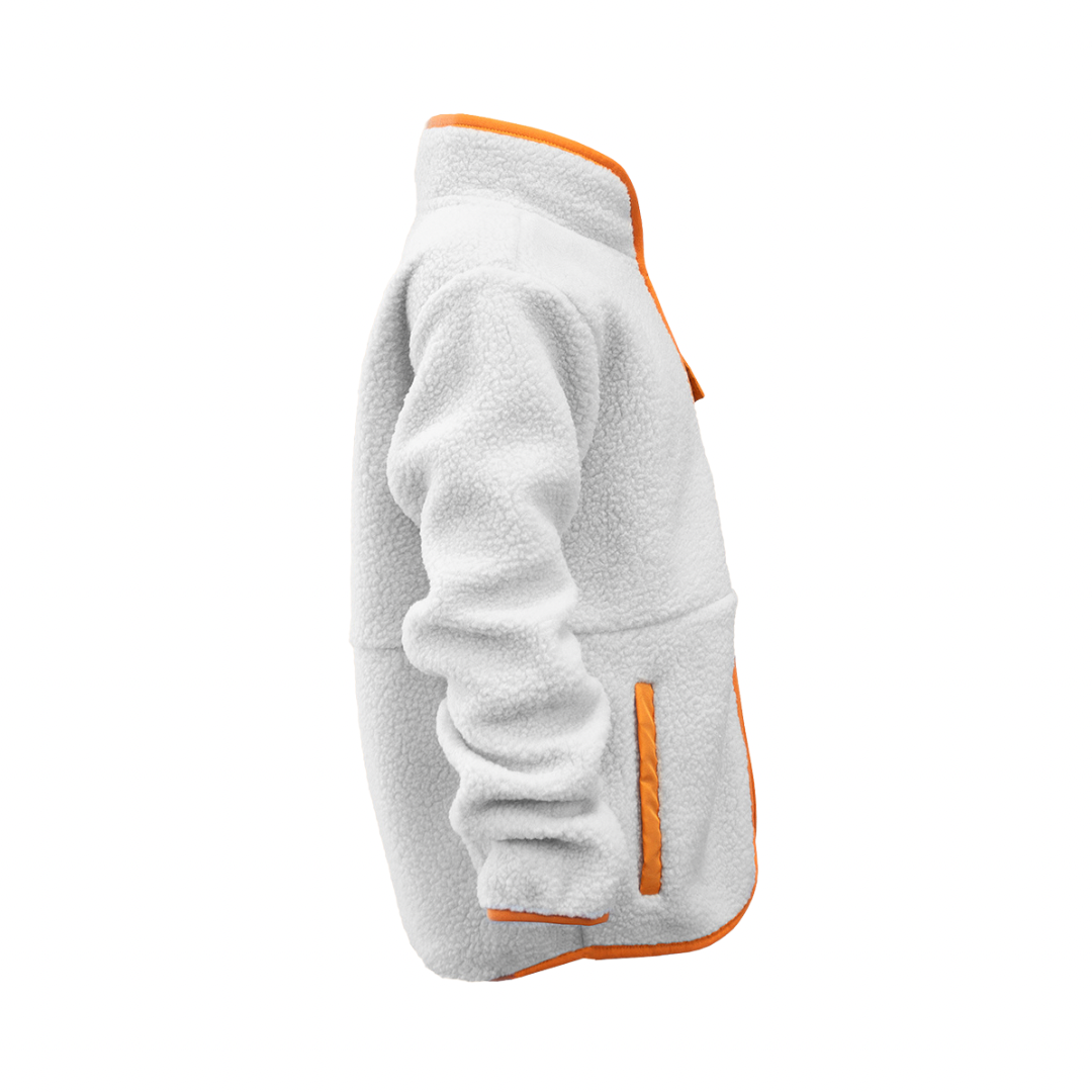 Pile fleece jacket, White and Orange, Product image, Side